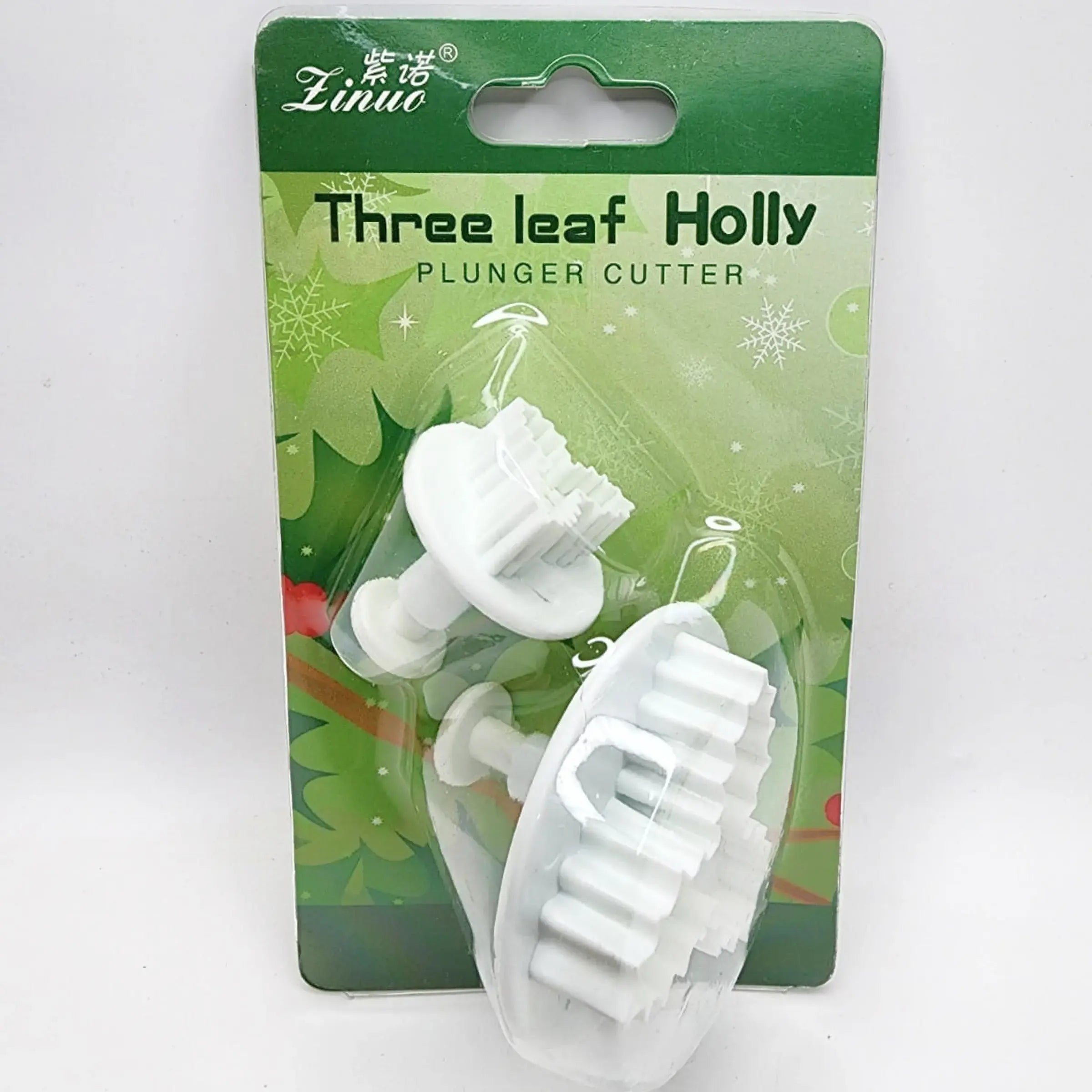 2-in-1 Holly Leaf Plunger Fondant & Cookie Cutter – Christmas Cake Decorating Tool | CT094