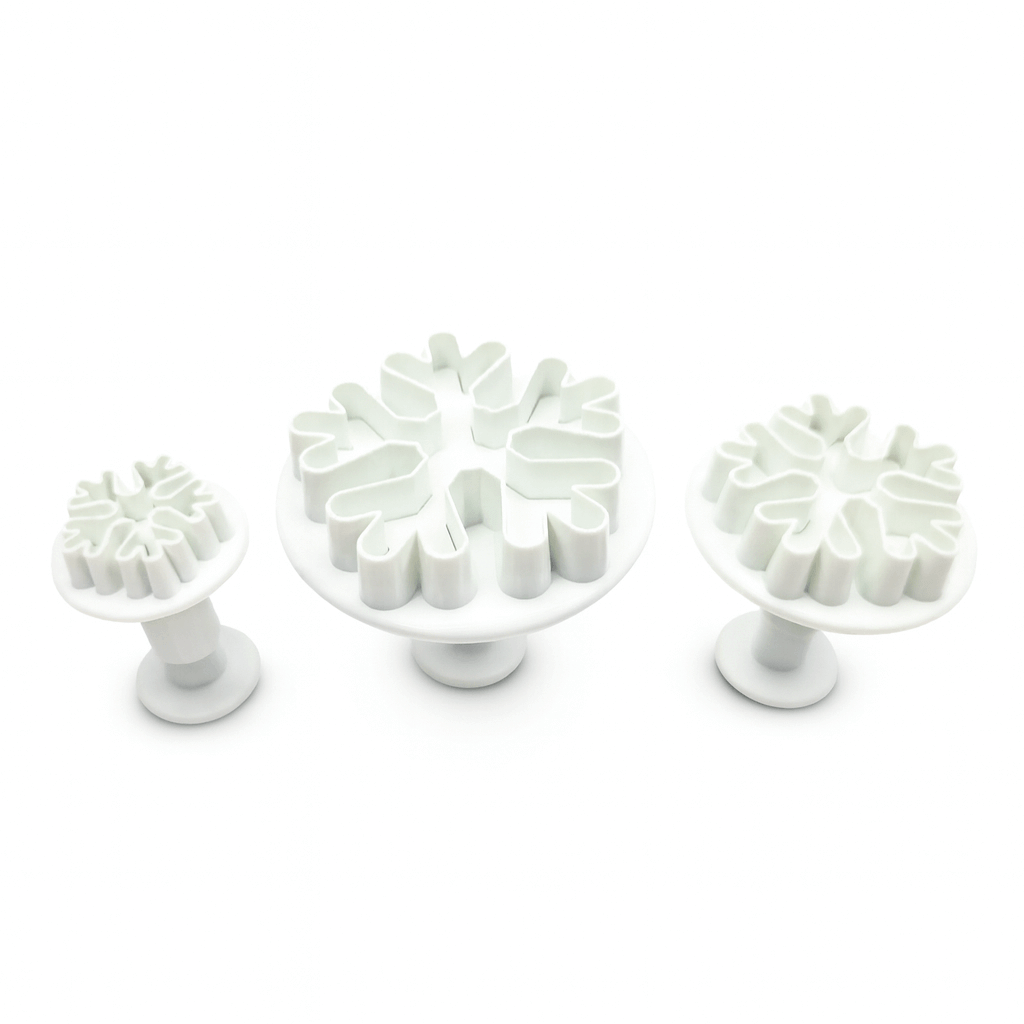 3-in-1 Snowflake Plunger Fondant & Cookie Cutter – Winter Baking Tool | CT145