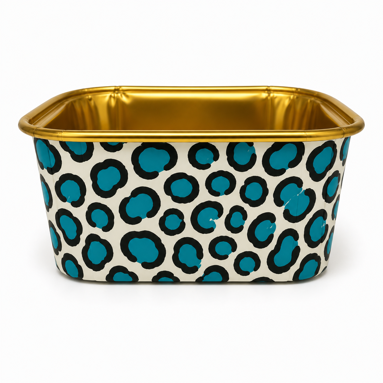 2603-5 CL033 Square Animal Print Gold Foil Paper Baking Cups with Lid – Cake, Brownie & Dessert Cups Pack of 10