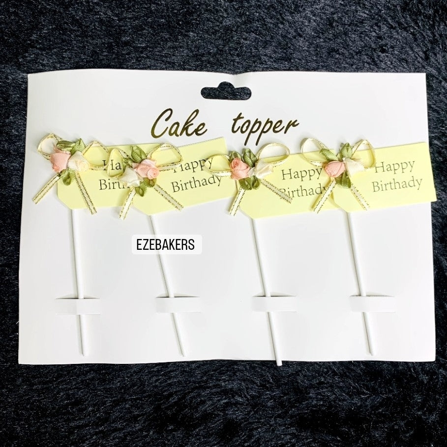 4 Piece Fancy Happy Birthday Cake Topper TPR052