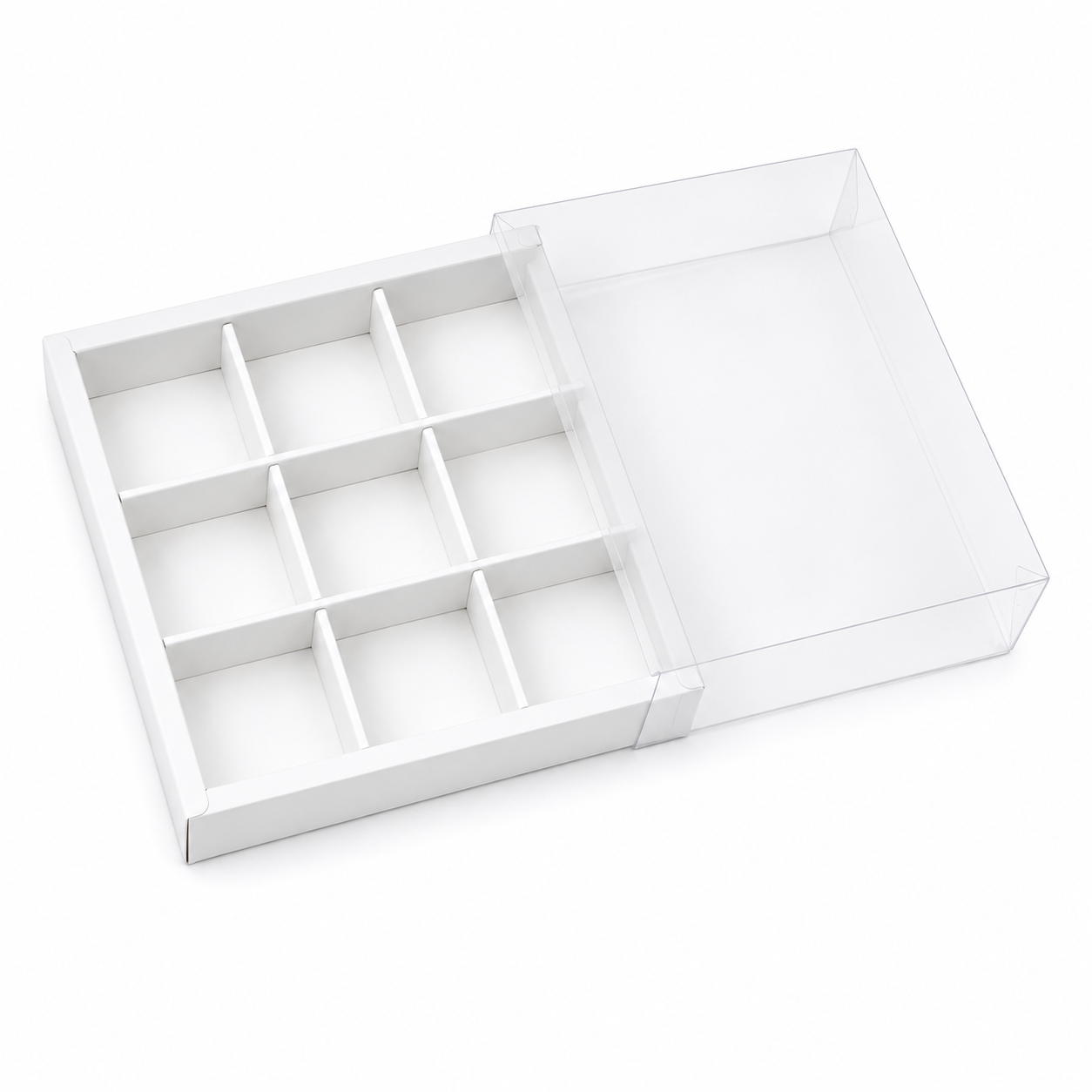 White Desserts box with compartments on a white background