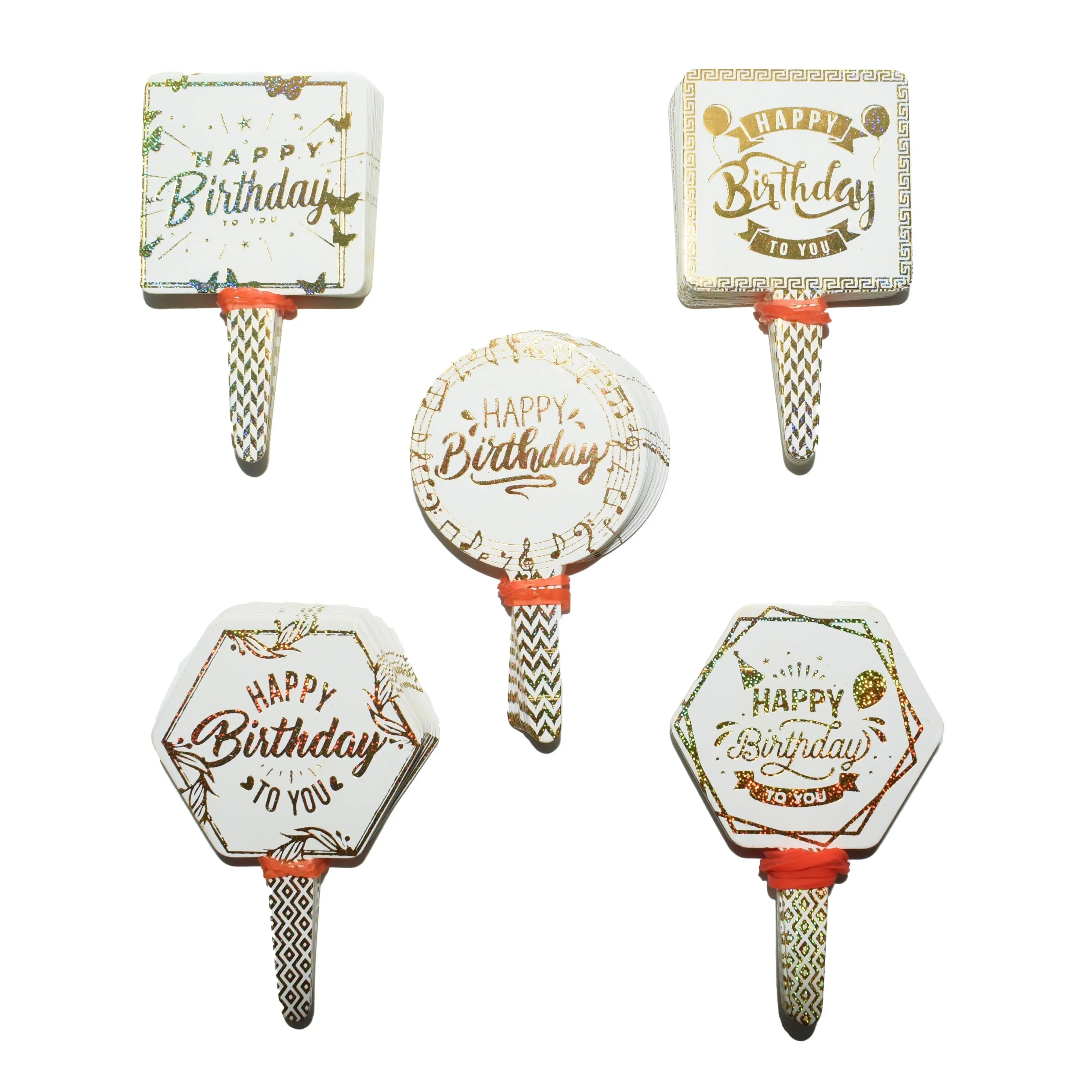 Happy Birthday Paper Foil Cake Tags Design 1  TPR142a