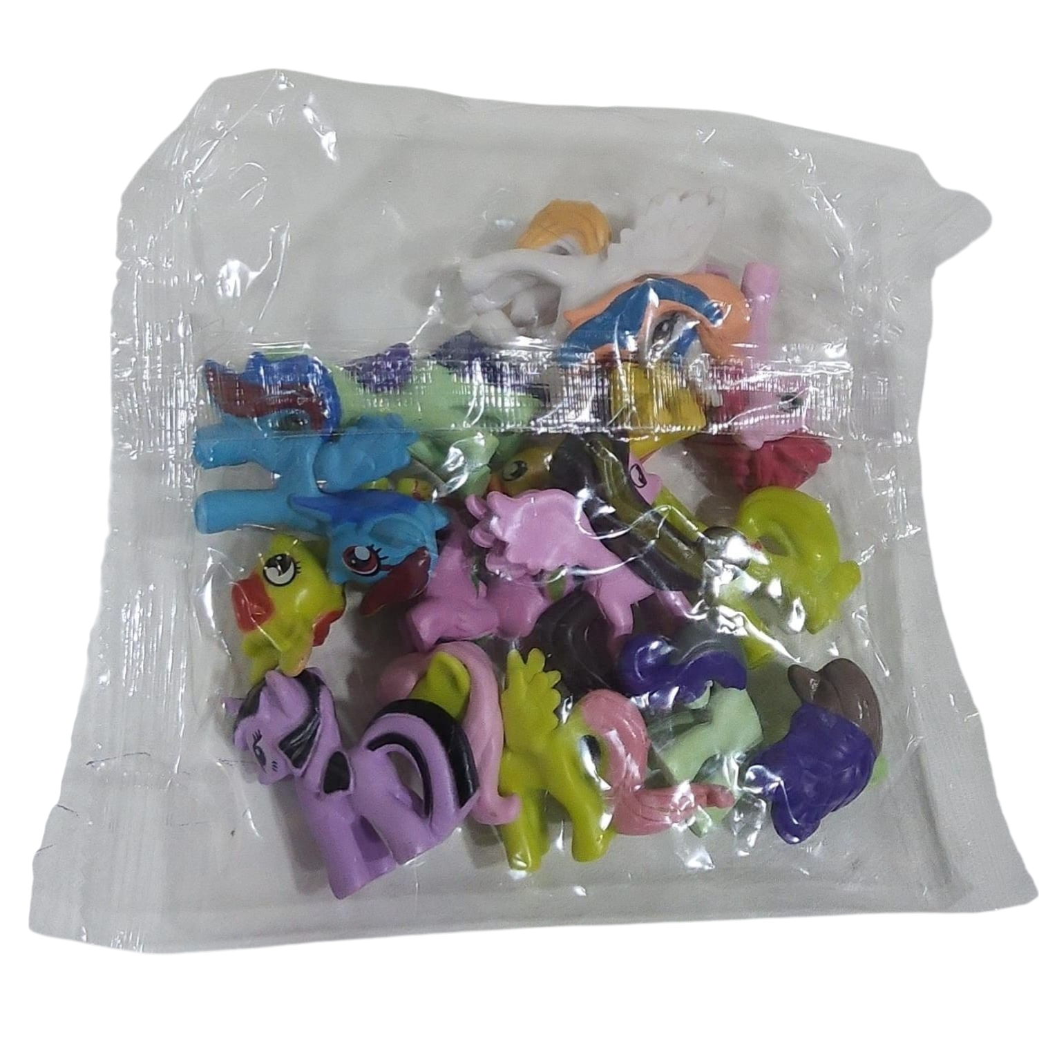 colorful pony in transparent bag on a transparent background 