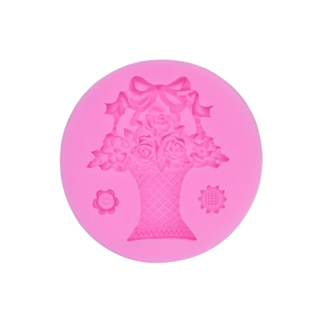 Pink silicone mold with tree design on a light gray background.