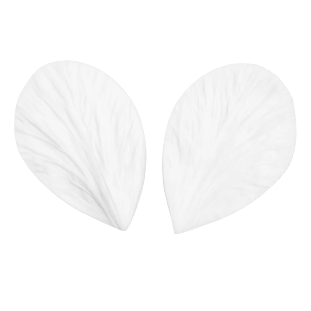 White leaf-shaped silicone fondant on a white background