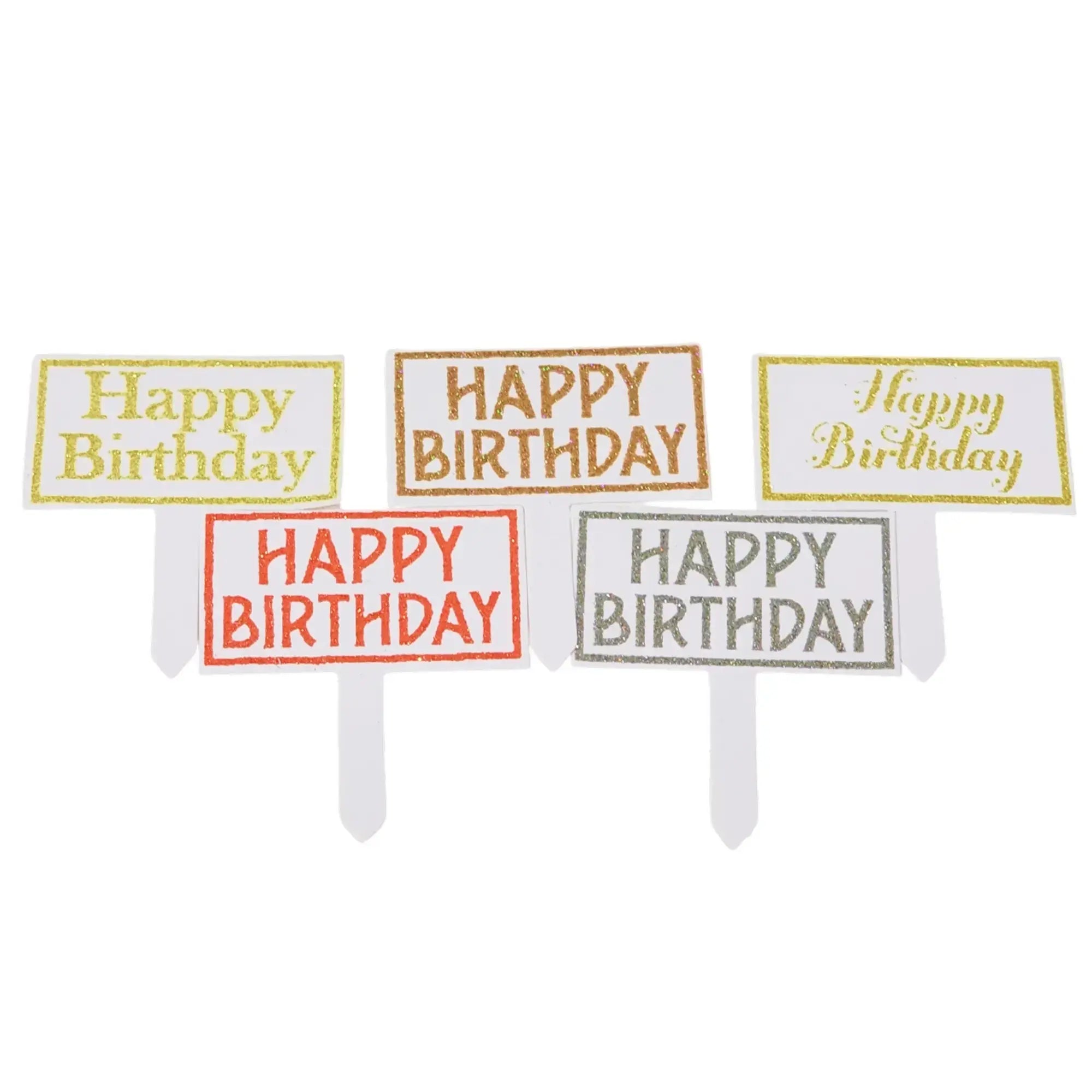 Happy Birthday Paper Glitter Cake Tags – 100-piece packet TPR142C