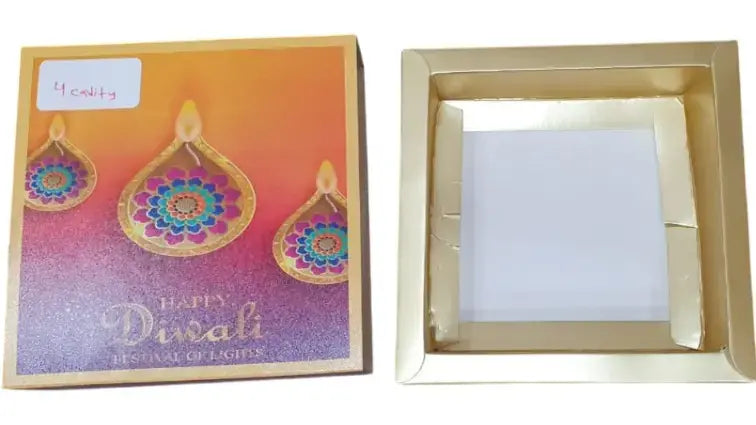 Diwali Chocolate Box – 4 Cavity Design Pack of 10 | CB028