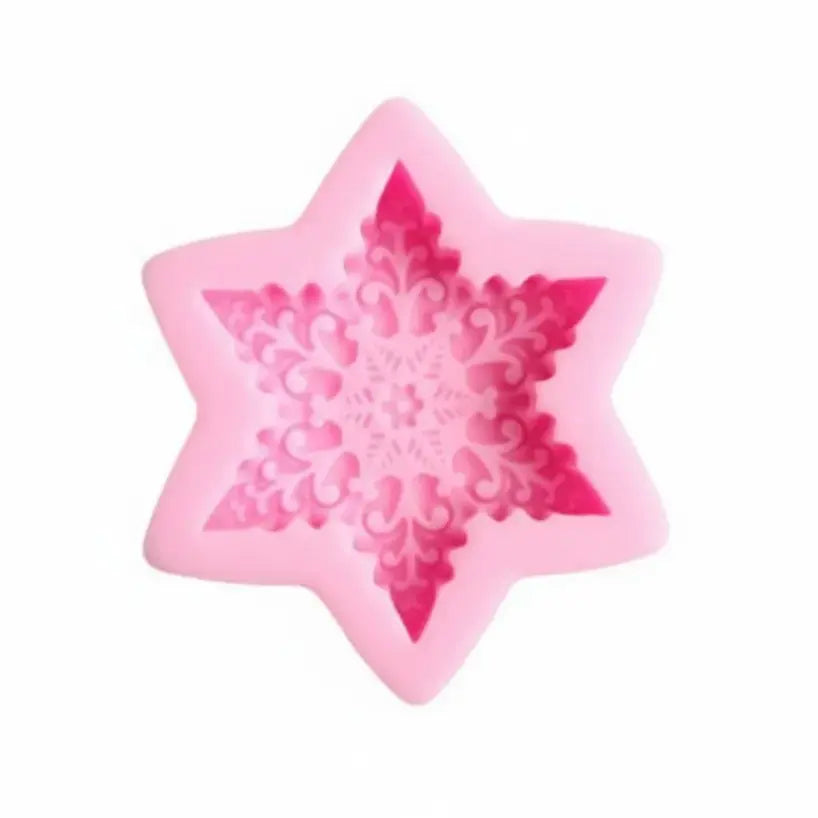 Detailed Six-Point Star / Christmas Snowflake Silicone Mold – Fondant & Gum Paste | FM169