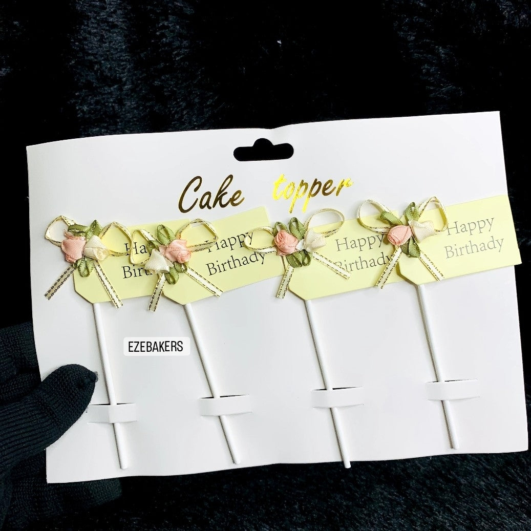 4 Piece Fancy Happy Birthday Cake Topper TPR052