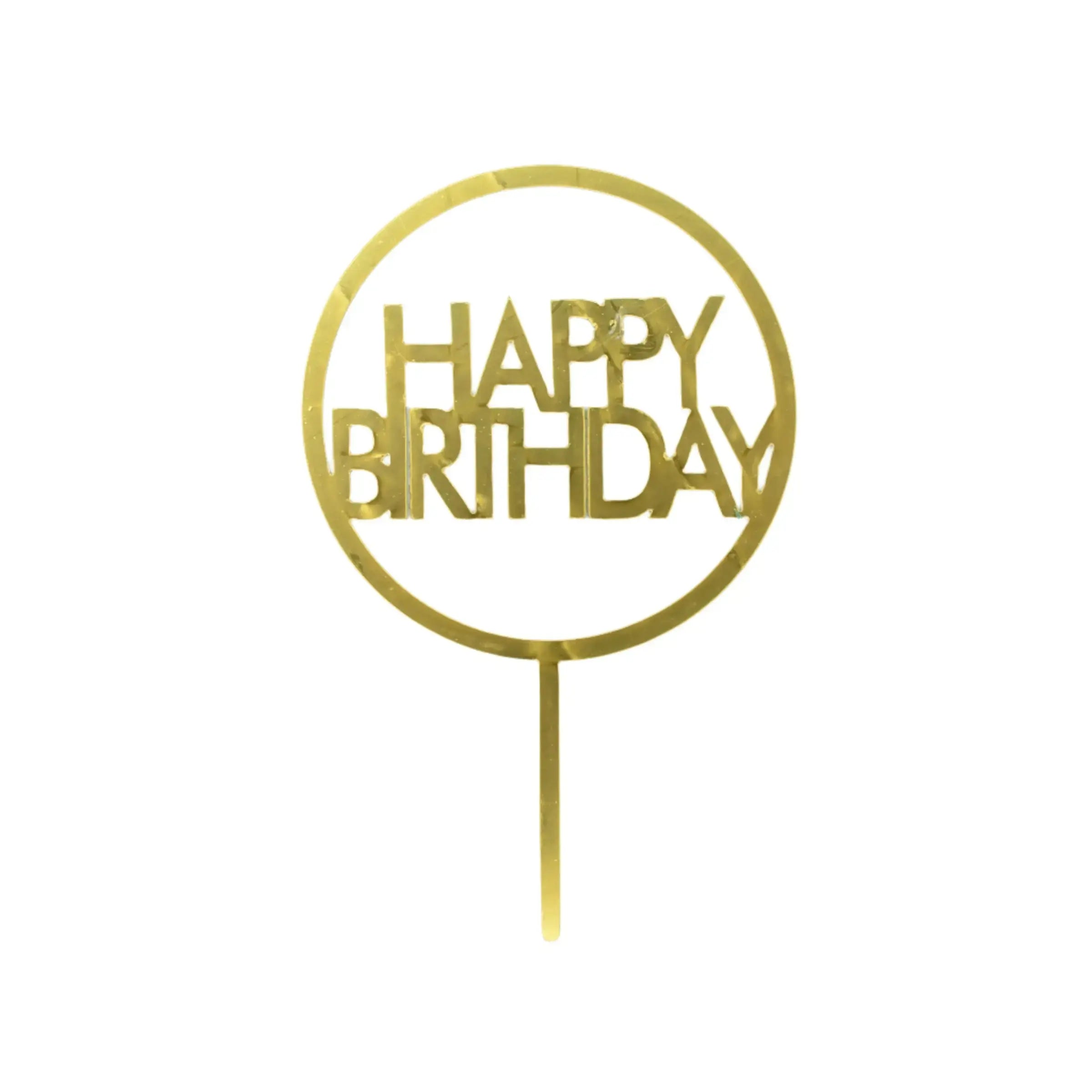 Golden Acrylic Happy Birthday Cake Topper (Design 17) TPR118