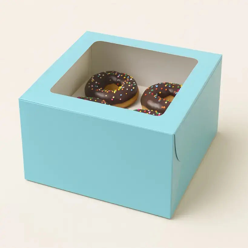 Colorful Square Window Bakery Boxes – Small & Big Sizes | 25 Pieces packet