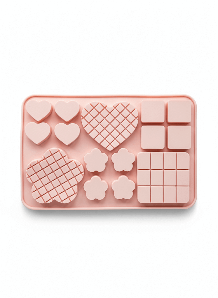 Silicone Multi-Shape Chocolate Mold – Heart, Flower & Square Cavities | CM201