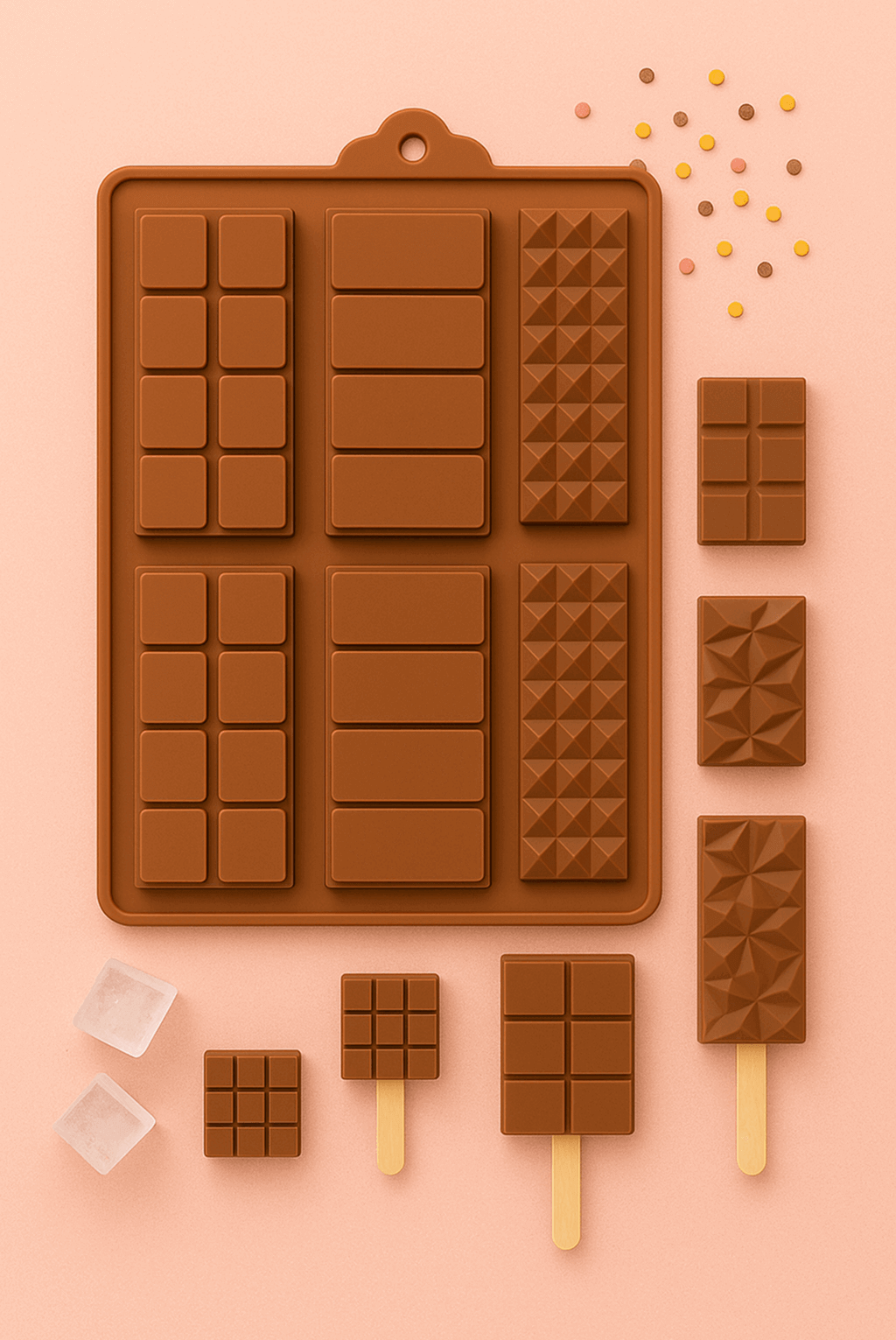 Silicone Chocolate Bar Mold – Multi-Design Geometric & Block Cavities | CM202