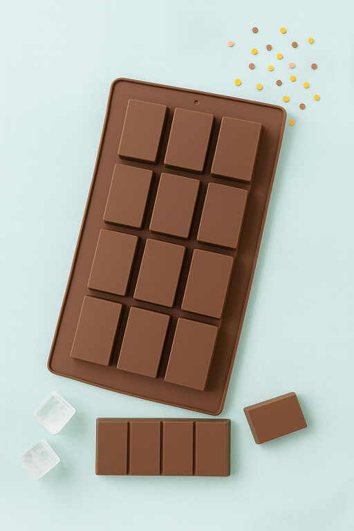 Silicone Rectangular Chocolate Bar Mold – 12-Block Cavity | CM213