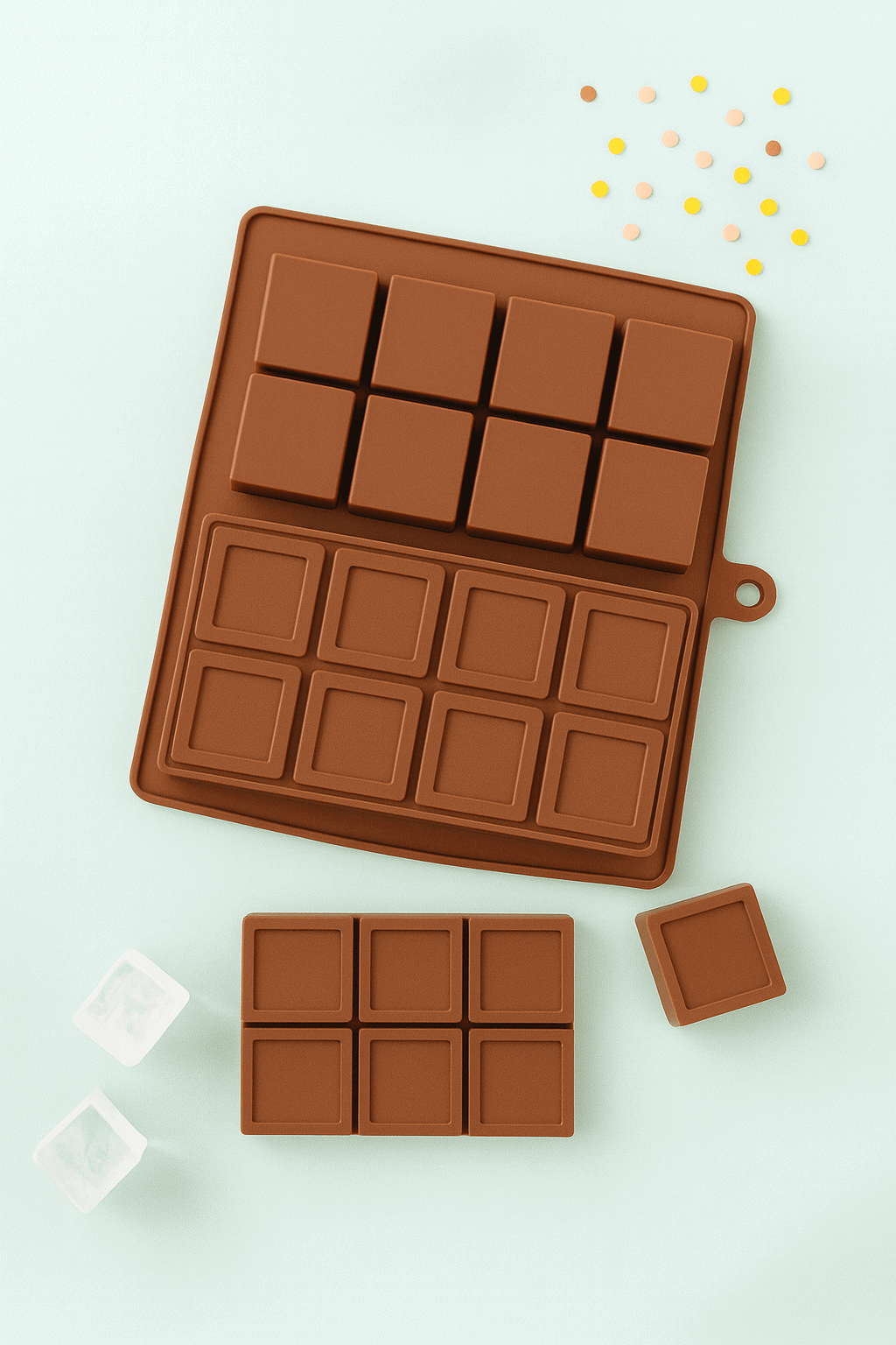 Silicone Square Chocolate Mold – Dual Grid Bar & Candy Mold | CM227