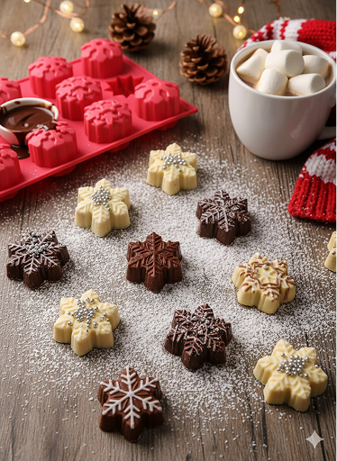Silicone Snowflake Chocolate Mold – 8-Cavity Winter Dessert Mold | CM221