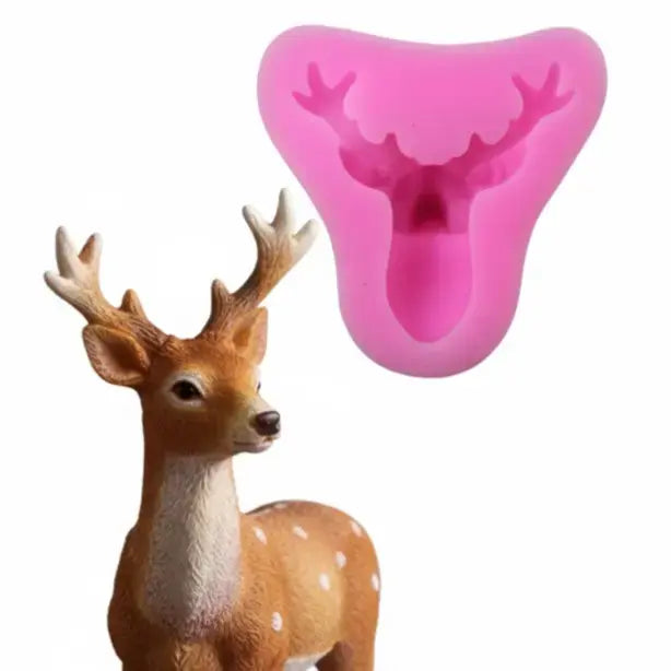 Detailed Reindeer Head / Deer Antler Silicone Mold – Christmas Cake Decor | FM155