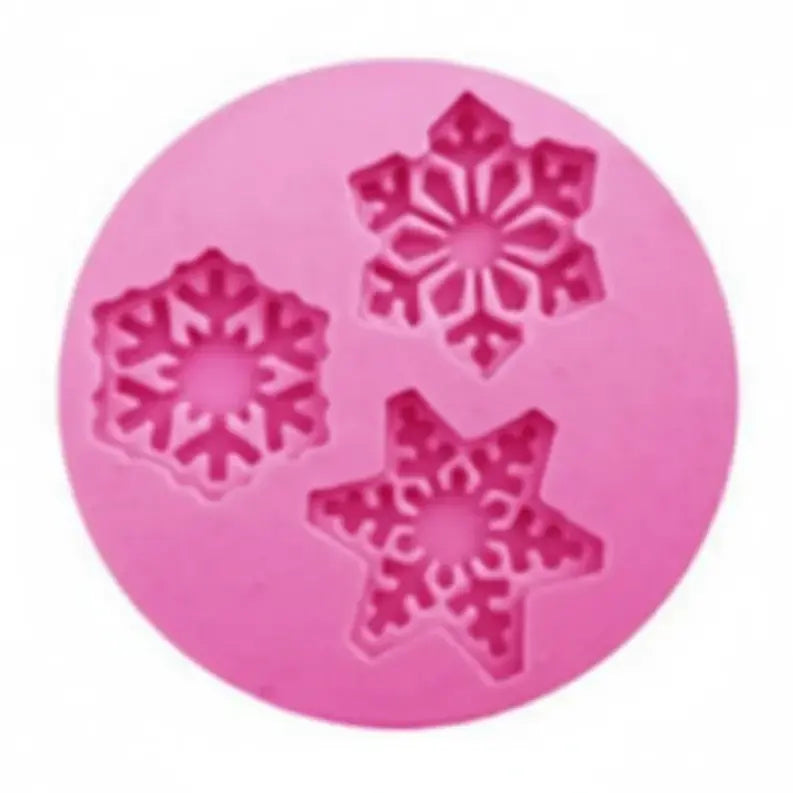 3-Cavity Christmas Snowflake & Star Silicone Mold – Fondant, Chocolate & Winter Decor | FM172
