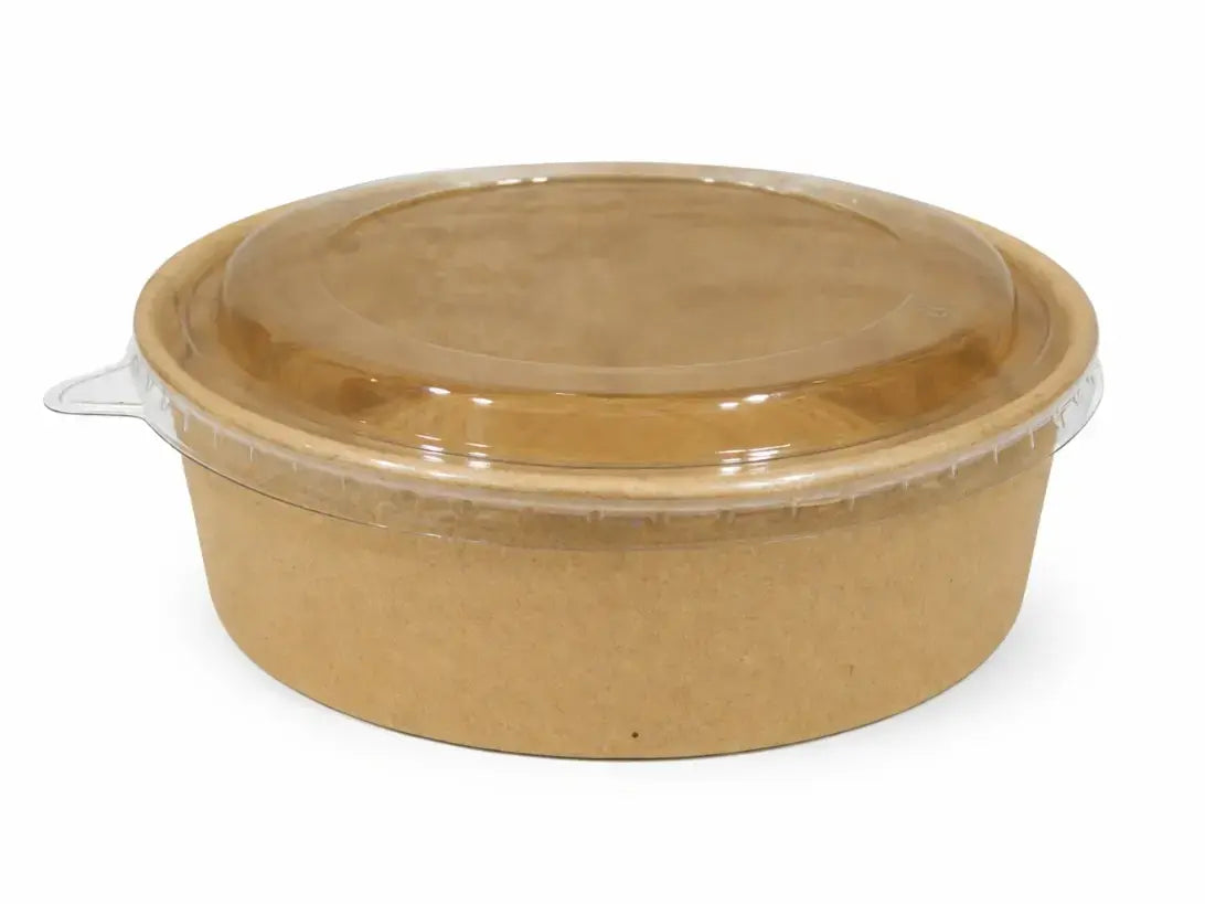 Round Kraft Paper Food Container with Lid – Heavy Cardboard Bowl (Pack of 10) | CL084