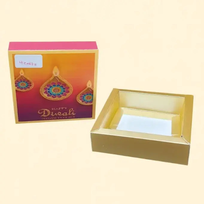 Diwali Chocolate Box – 4 Cavity Design Pack of 10 | CB028