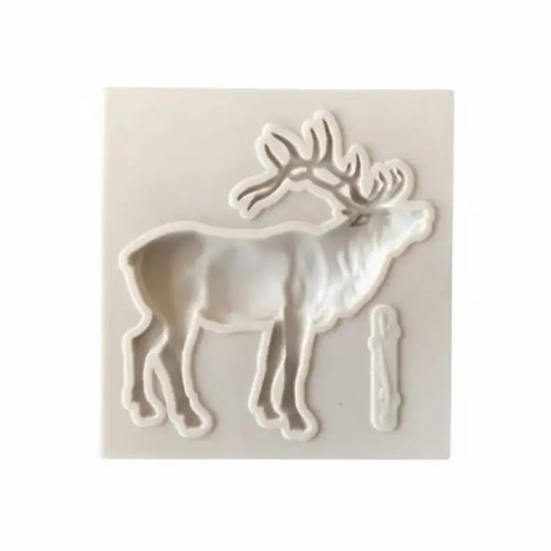 Detailed Reindeer (Caribou) & Signpost Silicone Mold – Christmas Cake Topper & Crafts | FM159