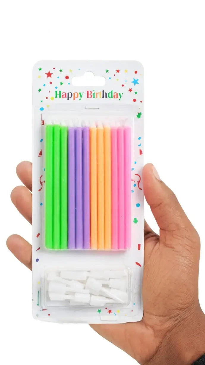 Multicolor Spiral Birthday Candles with Holders – 12 Pieces | CD002 |
