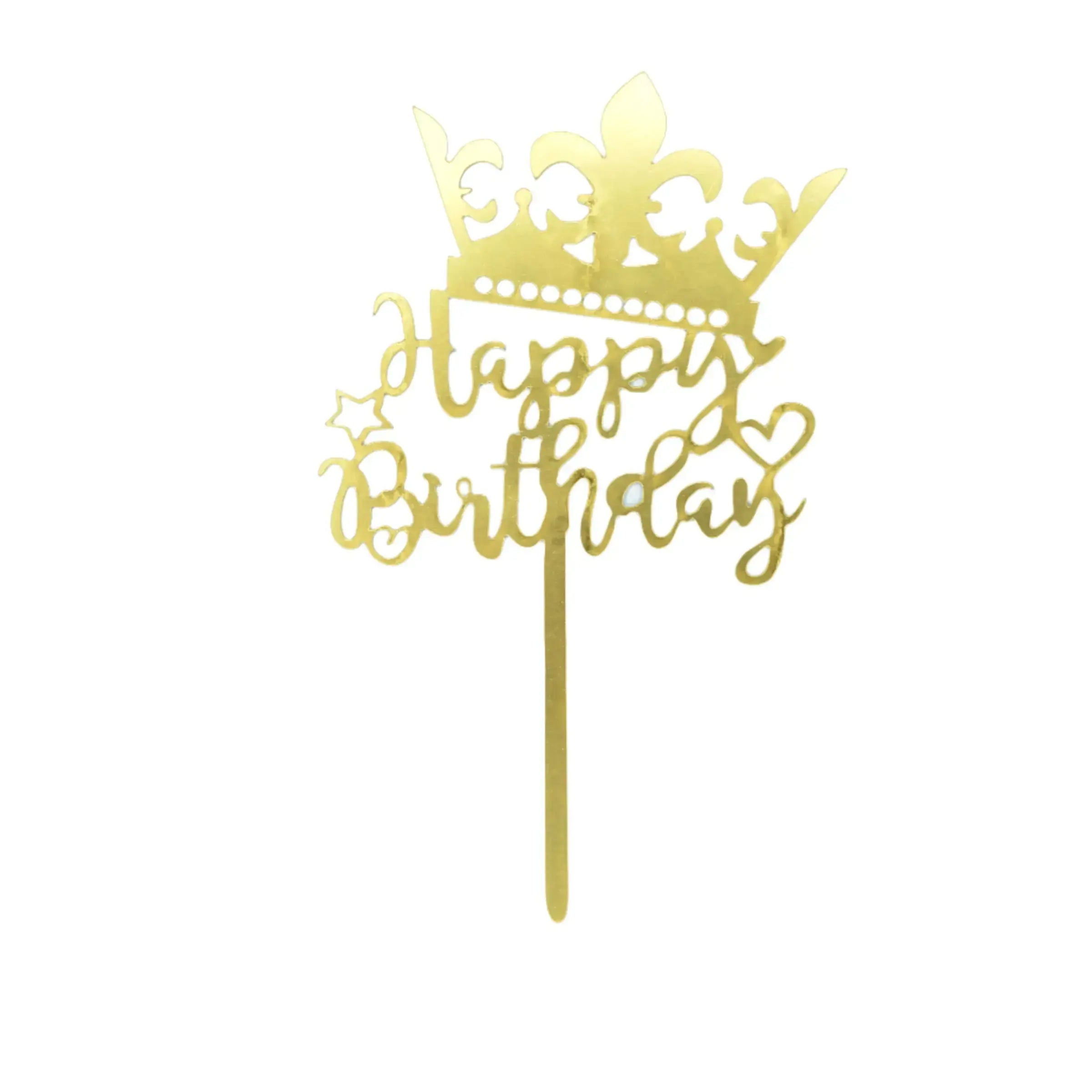 Golden Acrylic Happy Birthday Cake Topper (Design 17) TPR118
