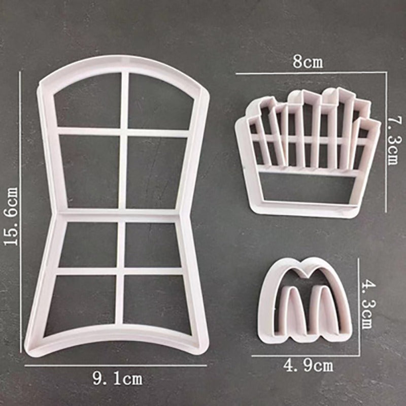 Mc D Fries Logo Fondant Mold 3Pcs Cutter (Mc Donald)  CT090