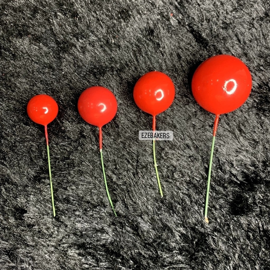 Shining Red Faux Ball Toppers for Cake Decoration  TPR071