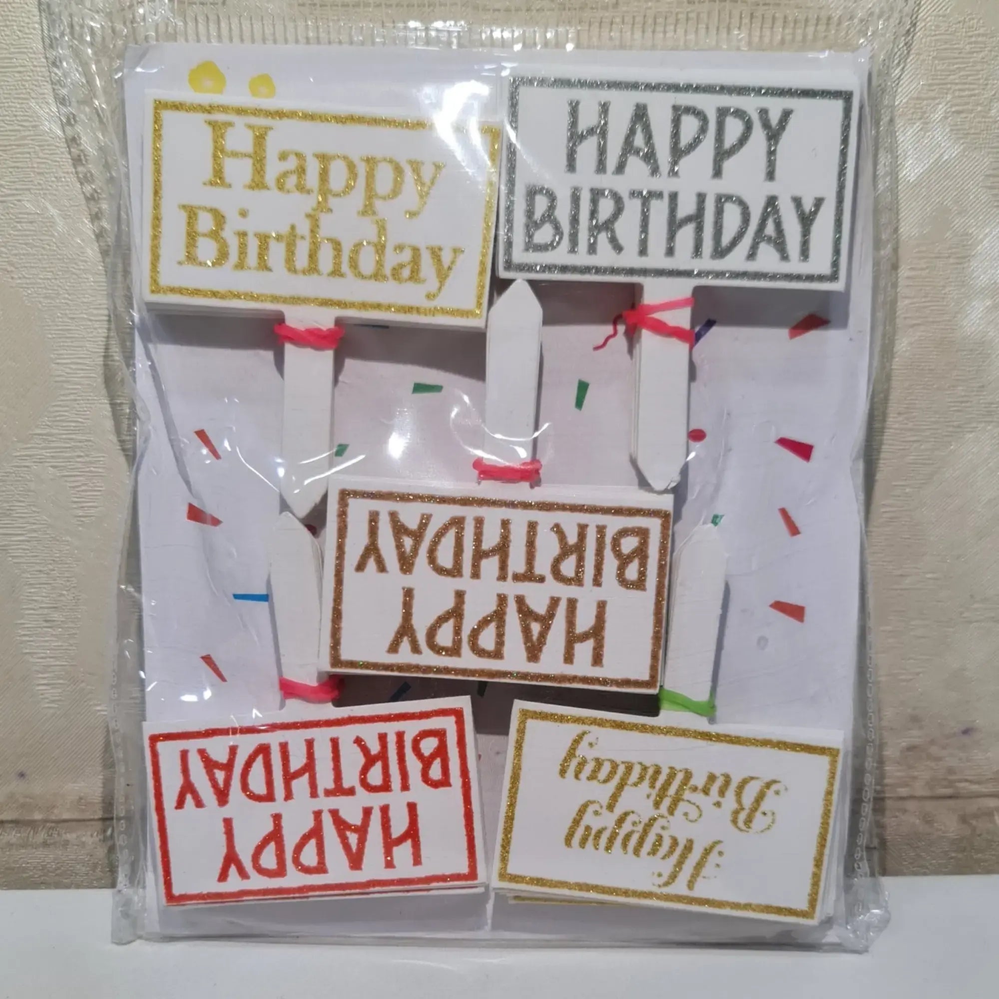 Happy Birthday Paper Glitter Cake Tags – 100-piece packet TPR142C