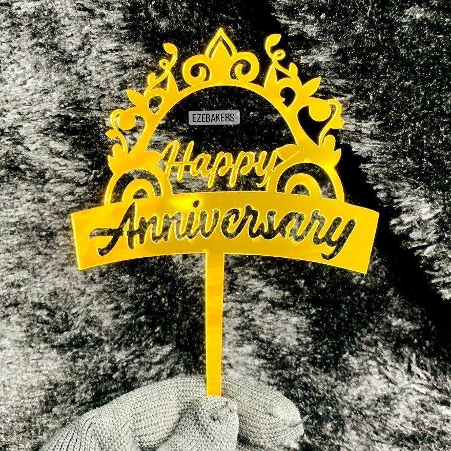 Golden Acrylic Topper (Happy Anniversary) {TPR051}