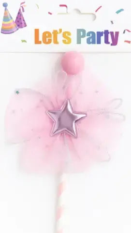 Golden Star Wand Cake Topper with Ribbon – Decorative Party Topper | TPR204B
