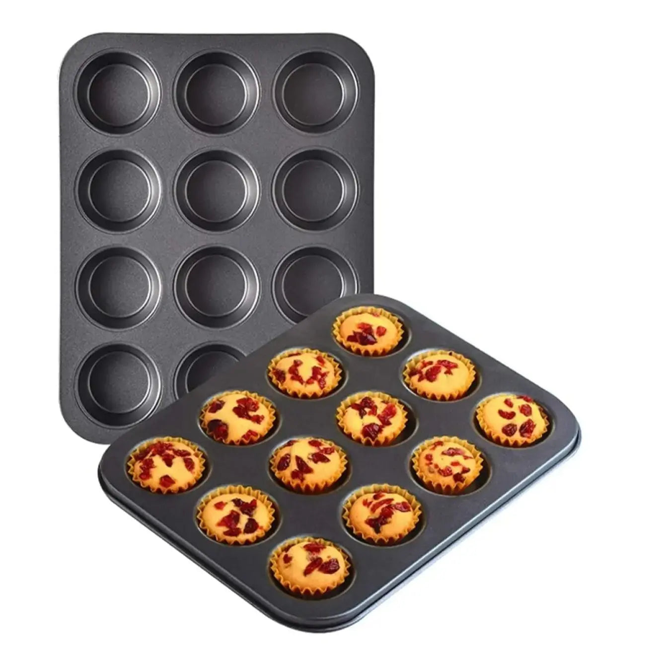 12 in 1 Round Black Muffin & Cupcake Baking Tray BT201
