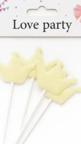 Golden Crown Cake Topper Set – Princess Theme Glitter Picks (MOQ: 5 Packs) | TPR209A