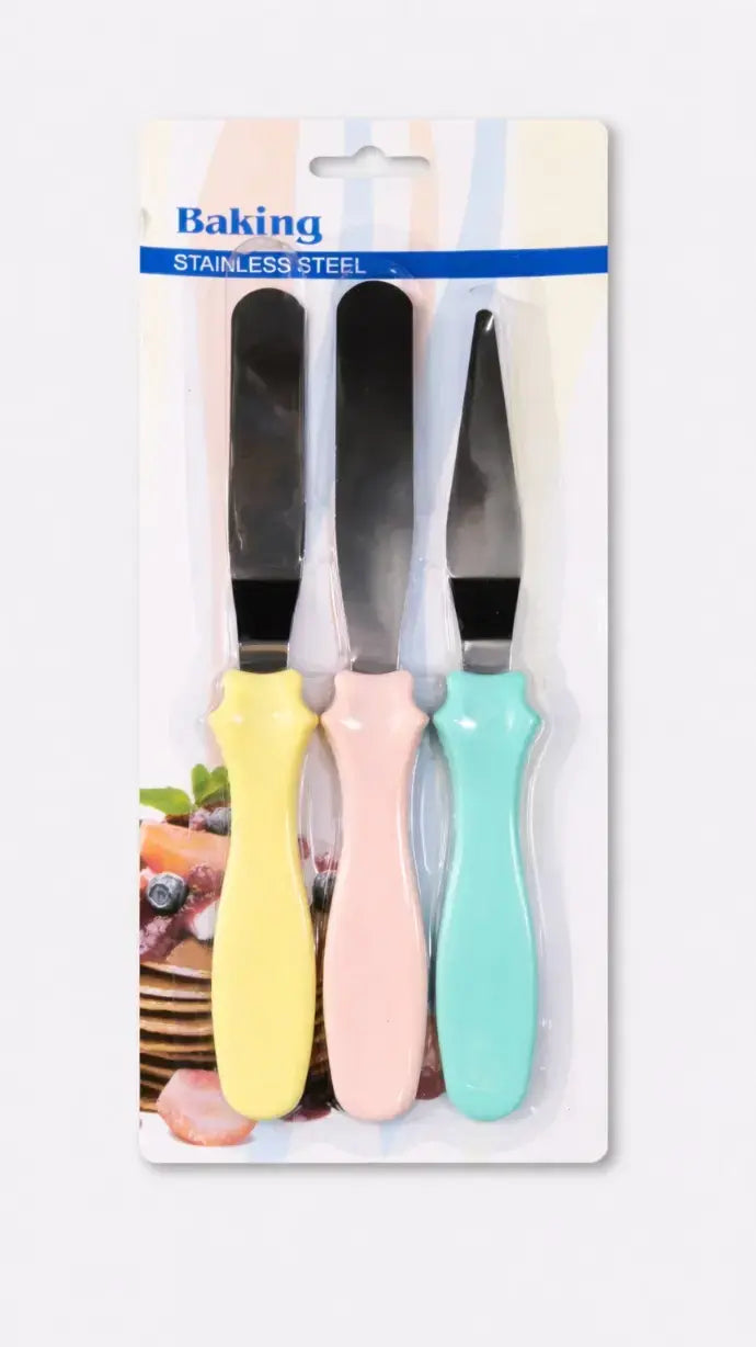 3 in 1 Palette Knife Set – Offset, Straight & Angled Spatulas for Cake Decorating | BT097