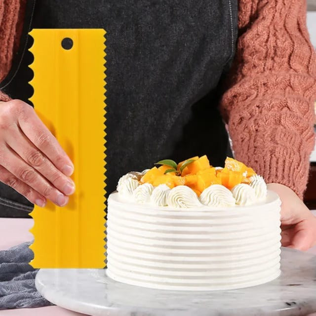 Plastic Long Cake Scraper Double-Sided 4 in 1 – Multi-Edge Smoother Tool | BT142