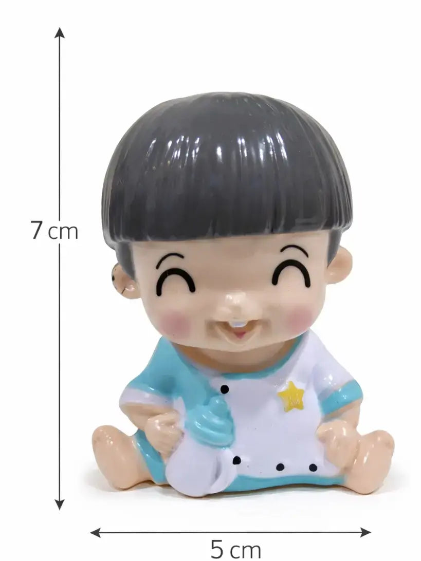 Cute Baby Cake Topper Set with Feeding Bottle – Boy & Girl Figurines (Plastic) | CTT071